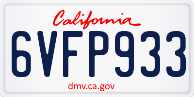 CA license plate 6VFP933