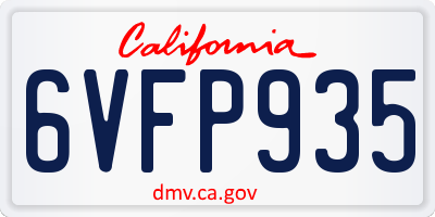 CA license plate 6VFP935