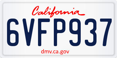 CA license plate 6VFP937