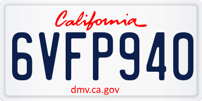 CA license plate 6VFP940