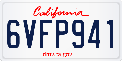 CA license plate 6VFP941