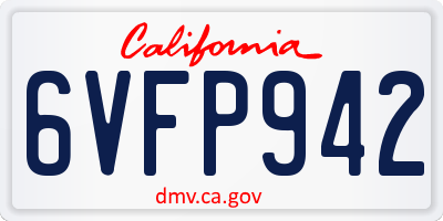 CA license plate 6VFP942