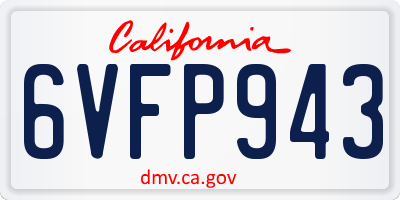 CA license plate 6VFP943