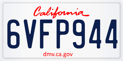 CA license plate 6VFP944