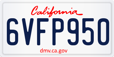 CA license plate 6VFP950