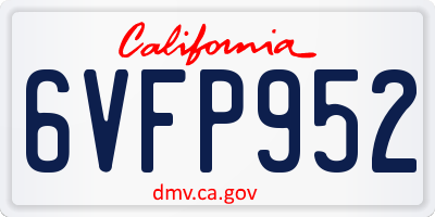 CA license plate 6VFP952