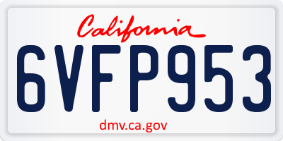 CA license plate 6VFP953