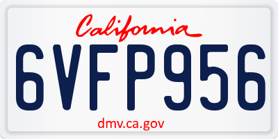 CA license plate 6VFP956