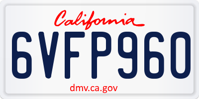 CA license plate 6VFP960