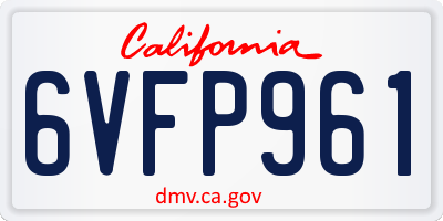 CA license plate 6VFP961