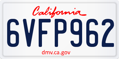 CA license plate 6VFP962
