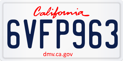 CA license plate 6VFP963