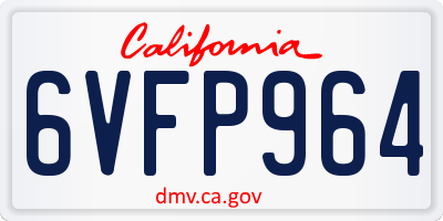 CA license plate 6VFP964