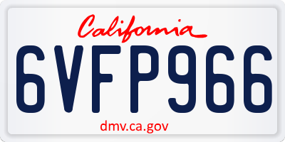 CA license plate 6VFP966