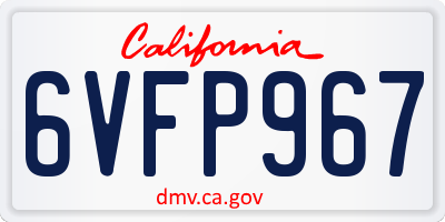 CA license plate 6VFP967
