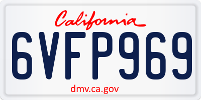 CA license plate 6VFP969