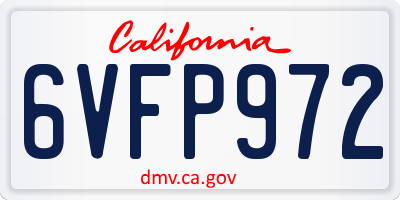 CA license plate 6VFP972