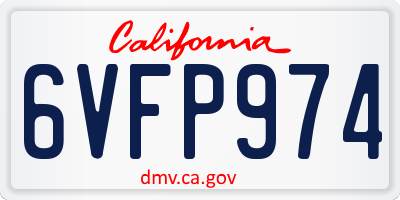 CA license plate 6VFP974