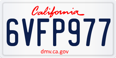CA license plate 6VFP977