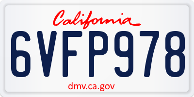 CA license plate 6VFP978