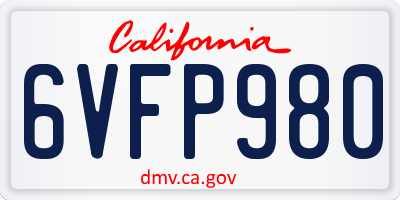 CA license plate 6VFP980