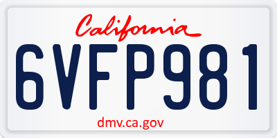 CA license plate 6VFP981