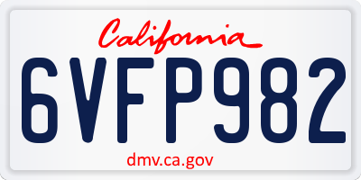 CA license plate 6VFP982
