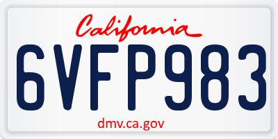 CA license plate 6VFP983