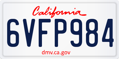 CA license plate 6VFP984