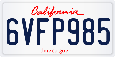 CA license plate 6VFP985
