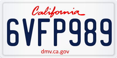 CA license plate 6VFP989