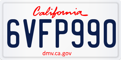 CA license plate 6VFP990