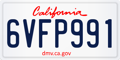 CA license plate 6VFP991