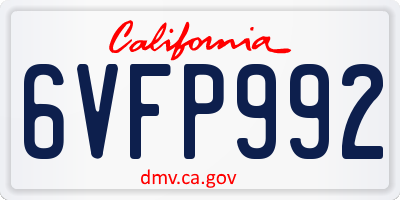 CA license plate 6VFP992