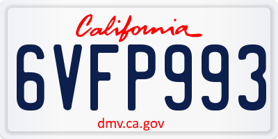 CA license plate 6VFP993