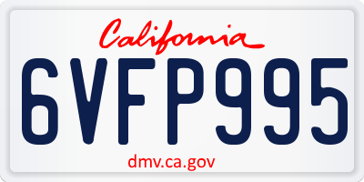 CA license plate 6VFP995