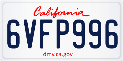 CA license plate 6VFP996