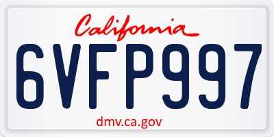 CA license plate 6VFP997