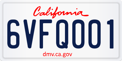 CA license plate 6VFQ001