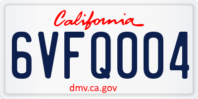 CA license plate 6VFQ004