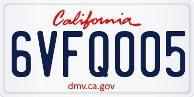 CA license plate 6VFQ005
