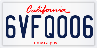 CA license plate 6VFQ006