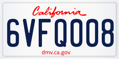 CA license plate 6VFQ008