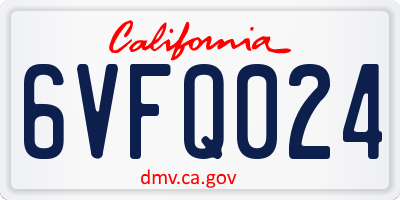 CA license plate 6VFQ024