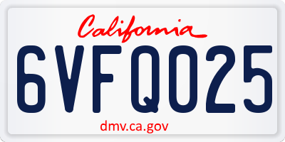 CA license plate 6VFQ025