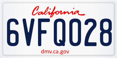 CA license plate 6VFQ028