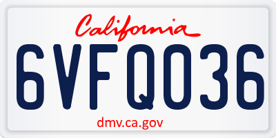 CA license plate 6VFQ036