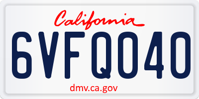 CA license plate 6VFQ040