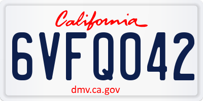 CA license plate 6VFQ042