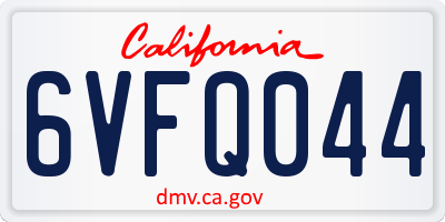 CA license plate 6VFQ044